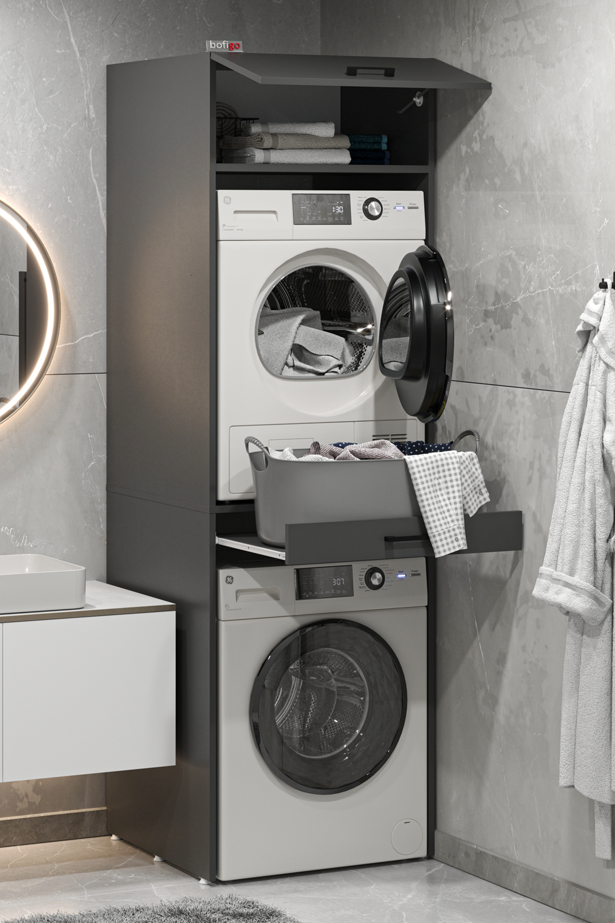 SimpluAcasa™ Dulap Irmak multifunctional 80 x 180 cm PAL melaminat 18 — Confort Practic Pentru Casa Ta Imagine secundară a produsului