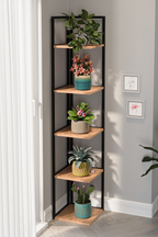 SimpluAcasa™ Biblioteca de colt Selanik cu 5 nivele etajera colt 60 — Confort Practic Pentru Casa Ta