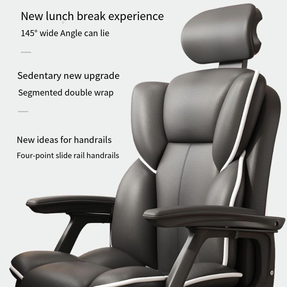 SimpluAcasa™ Scaun Ergonomic Directorial cu Suport Picioare Rabatabil Piele Ecologica — Confort Practic Pentru Casa Ta