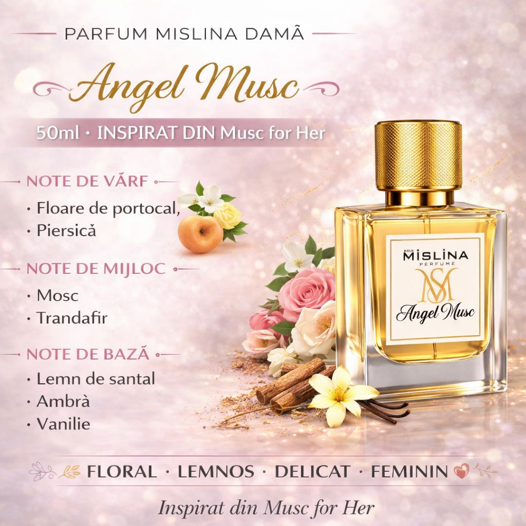 Parfum Mislina Damă Angel Musc 50ml – Inspirat din Musc for Her, M020 Imagine secundară a produsului