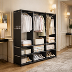 SimpluAcasa™ Dulap organizator haine cu rafturi si bara pentru umerase — Confort Practic Pentru Casa Ta
