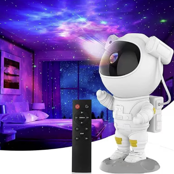 Proiector LED  in forma de astronaut cu sunete si lumini, stickere autoadezive, conexiune Bluetooth Imagine principală a produsului