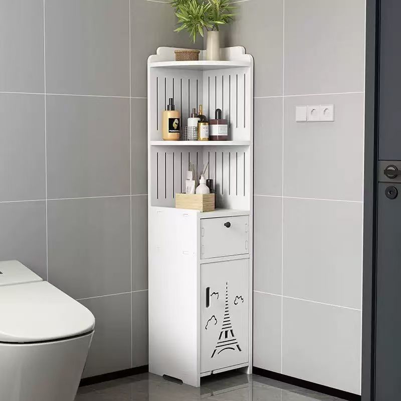 Dulap vertical pentru baie, 3 polite, 2 sertare 100x24x24 cm, alb Imagine principală a produsului