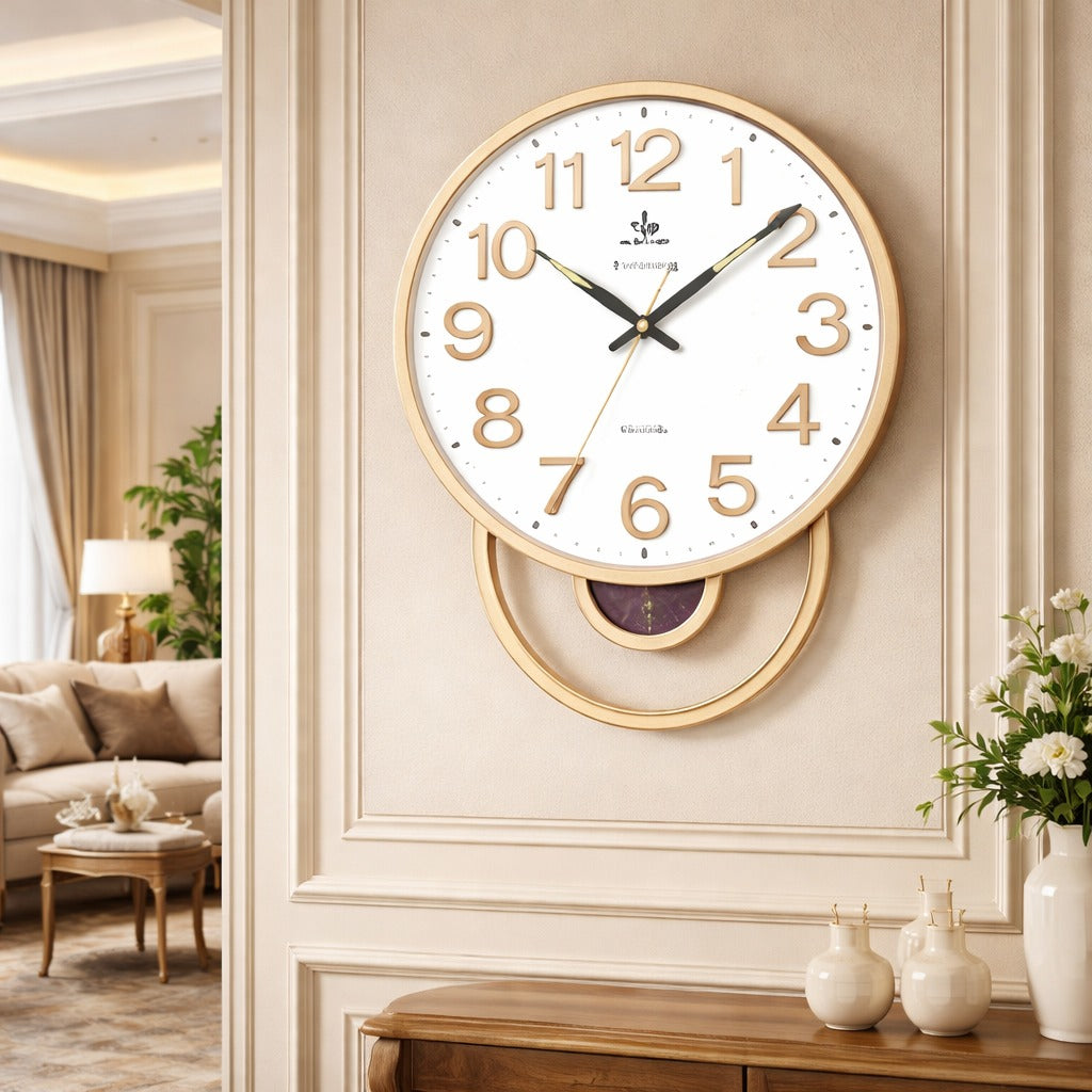 SimpluAcasa™ Ceas de perete cu pendul 42x32 cm design contemporan pentru — Confort Practic Pentru Casa Ta Imagine principală a produsului