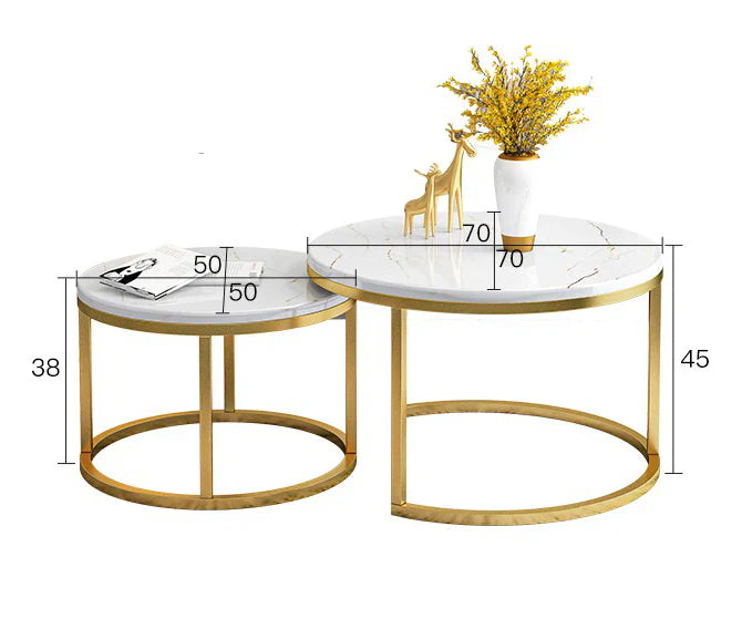 SimpluAcasa™ RESIGILAT - Set 2 masute rotunde de cafea cu efect — Confort Practic Pentru Casa Ta