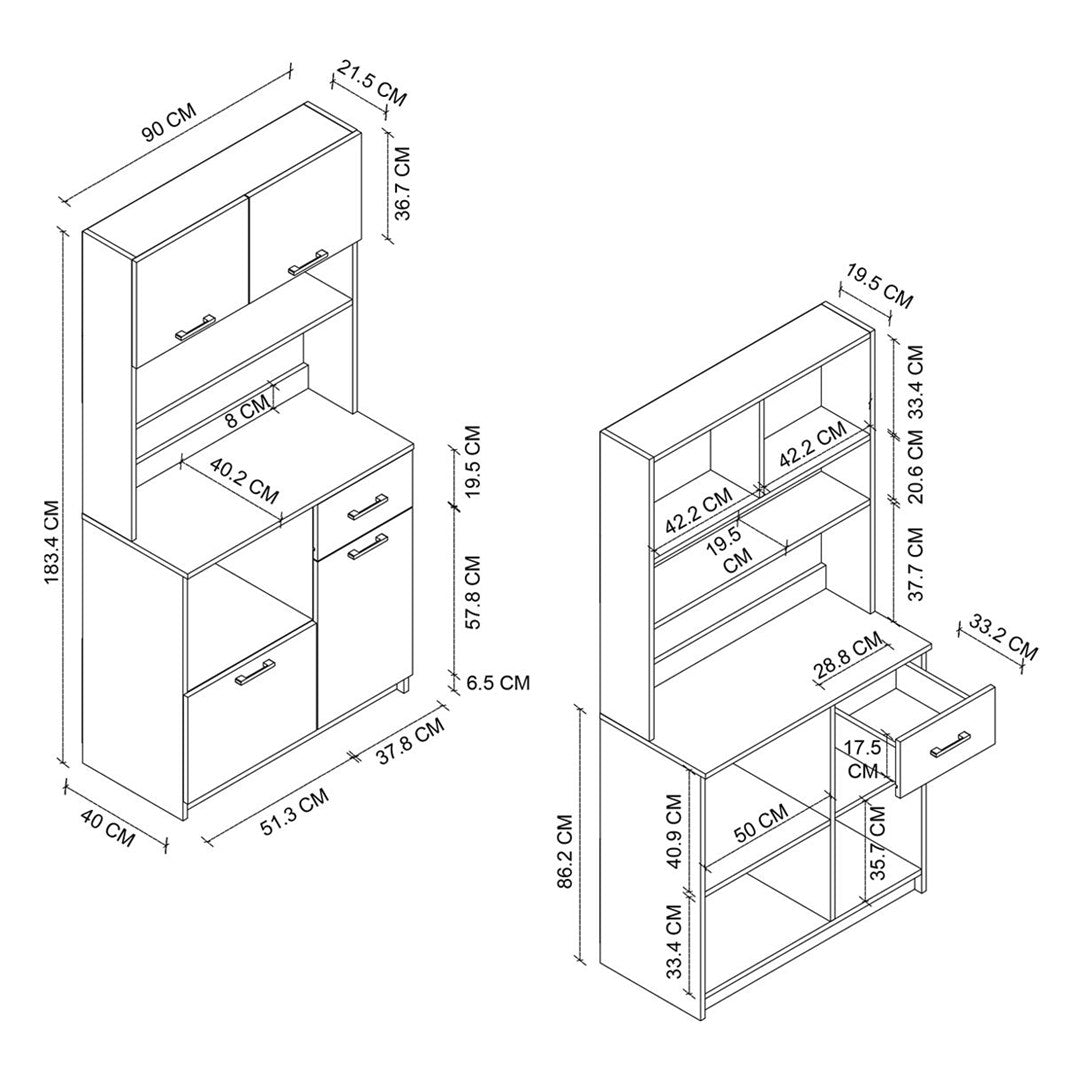 SimpluAcasa™ Dulap Aybuke multifunctional cu 4 usi si sertar mobilier bucatarie — Mai Mult Confort în Bucătărie