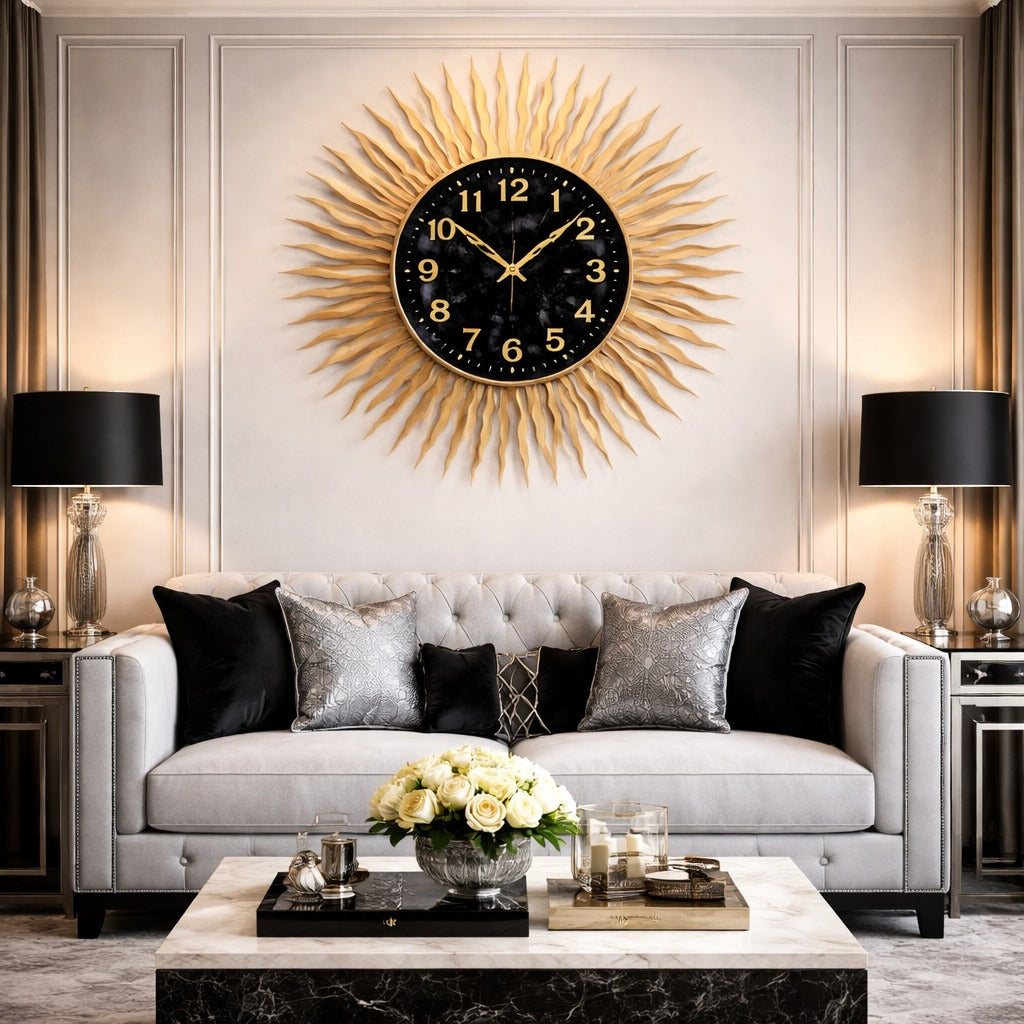 SimpluAcasa™ Ceas de perete  69 cm decorativ fosforescent modern elegant silentios — Confort Practic Pentru Casa Ta