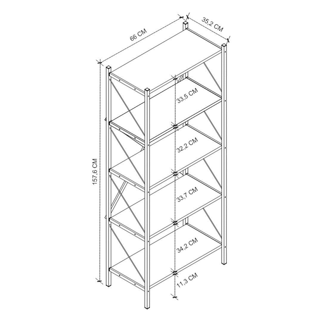 SimpluAcasa™ Biblioteca decorativa cu 5 rafturi raft carti living sau birou — Confort Practic Pentru Casa Ta