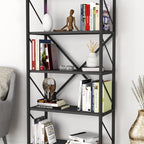 SimpluAcasa™ Biblioteca decorativa cu 5 rafturi raft carti living sau birou — Confort Practic Pentru Casa Ta