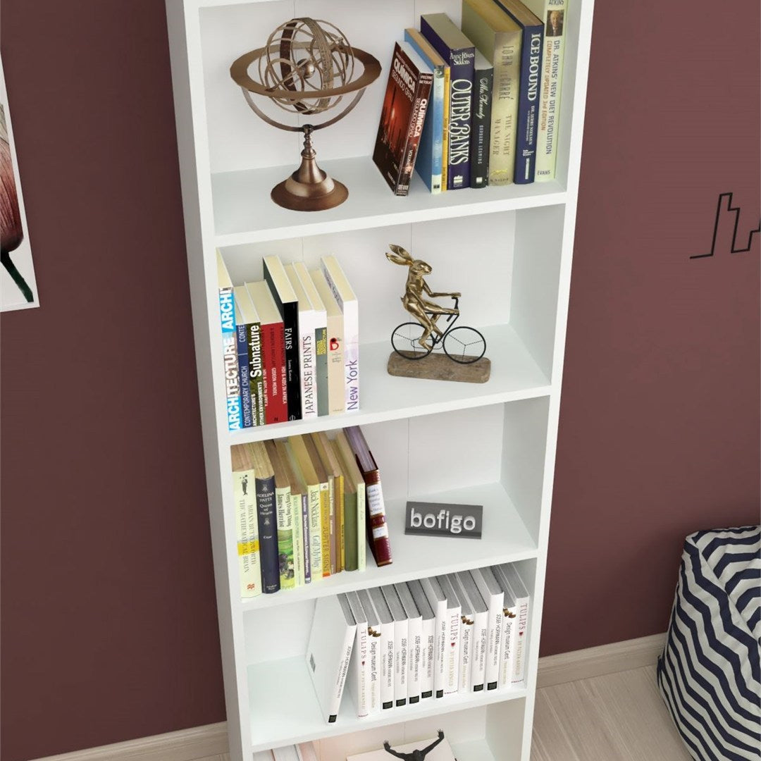 SimpluAcasa™ Biblioteca decorativa cu 5 rafturi din PAL etajera carti 60 — Confort Practic Pentru Casa Ta