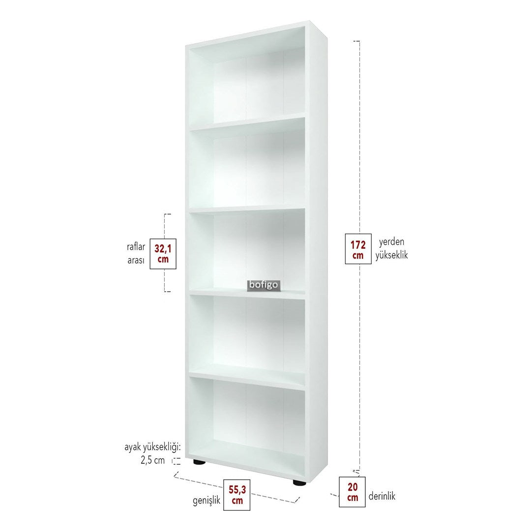 SimpluAcasa™ Biblioteca decorativa cu 5 rafturi din PAL etajera carti 60 — Confort Practic Pentru Casa Ta