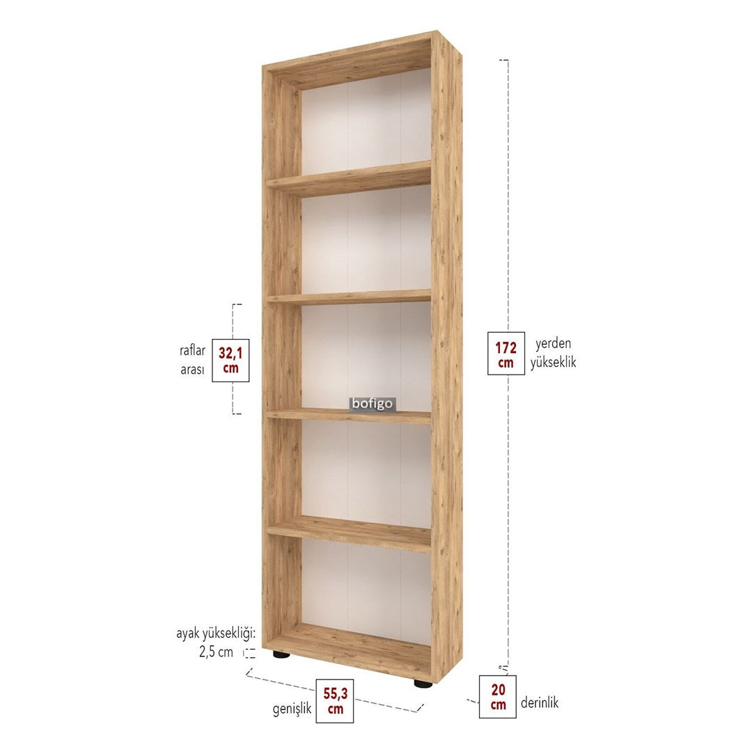 SimpluAcasa™ Biblioteca decorativa cu 5 rafturi din PAL etajera carti 60 — Confort Practic Pentru Casa Ta