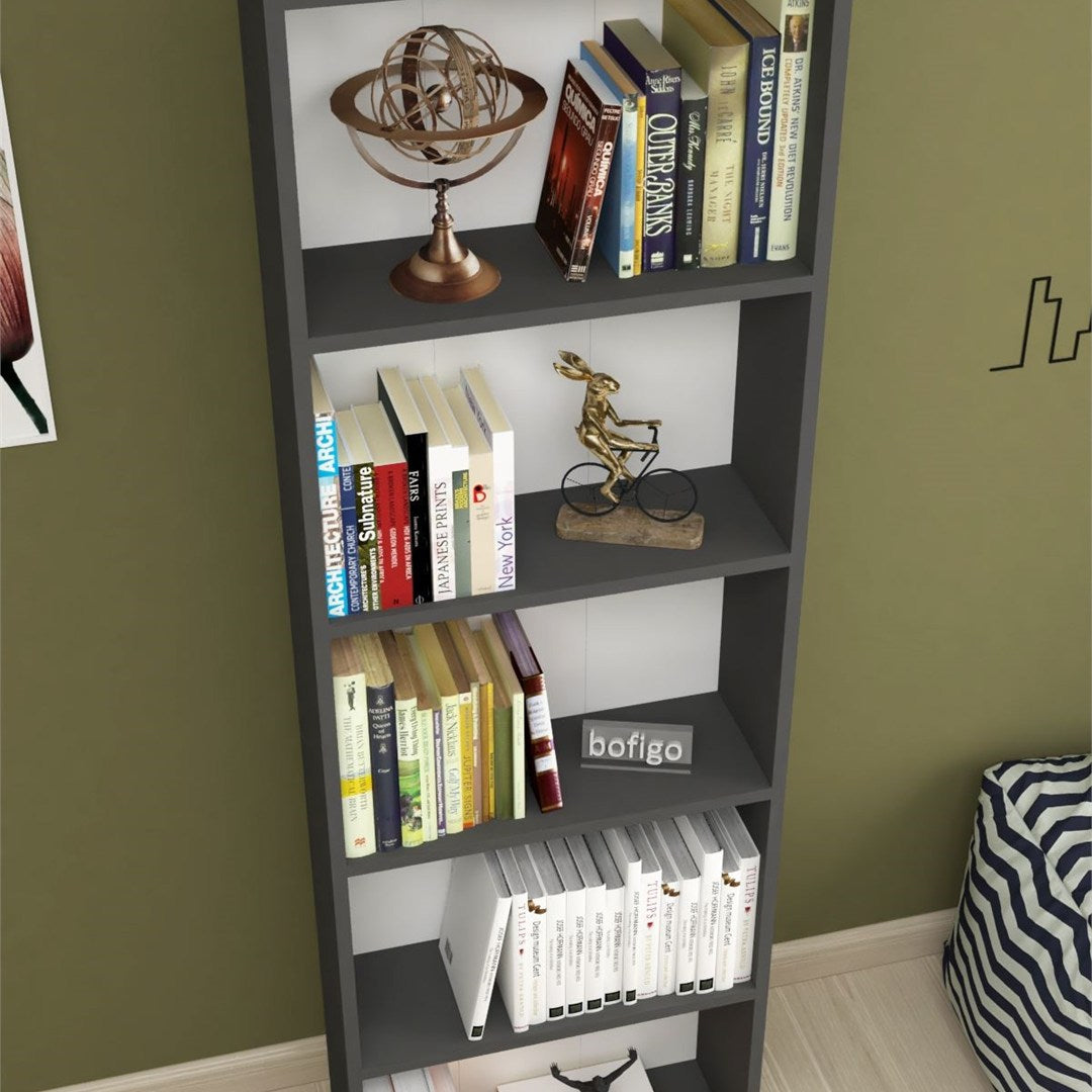 SimpluAcasa™ Biblioteca decorativa cu 5 rafturi din PAL etajera carti 60 — Confort Practic Pentru Casa Ta