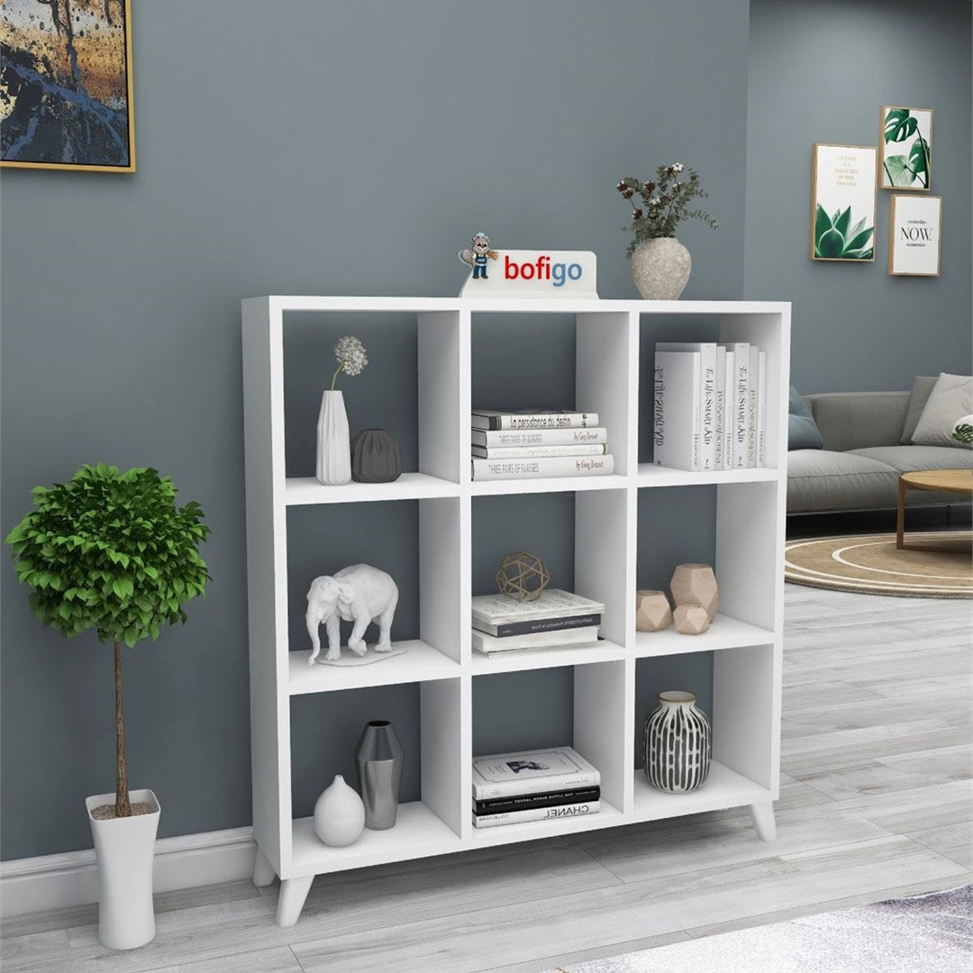 SimpluAcasa™ Biblioteca Cub cu 9 compartimente si rafturi etajera carti 100 — Confort Practic Pentru Casa Ta