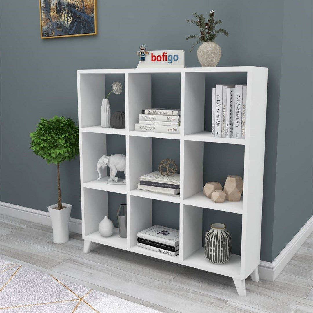 SimpluAcasa™ Biblioteca Cub cu 9 compartimente si rafturi etajera carti 100 — Confort Practic Pentru Casa Ta