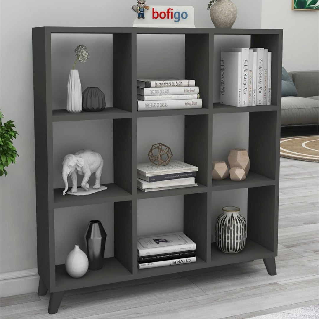 SimpluAcasa™ Biblioteca Cub cu 9 compartimente si rafturi etajera carti 100 — Confort Practic Pentru Casa Ta