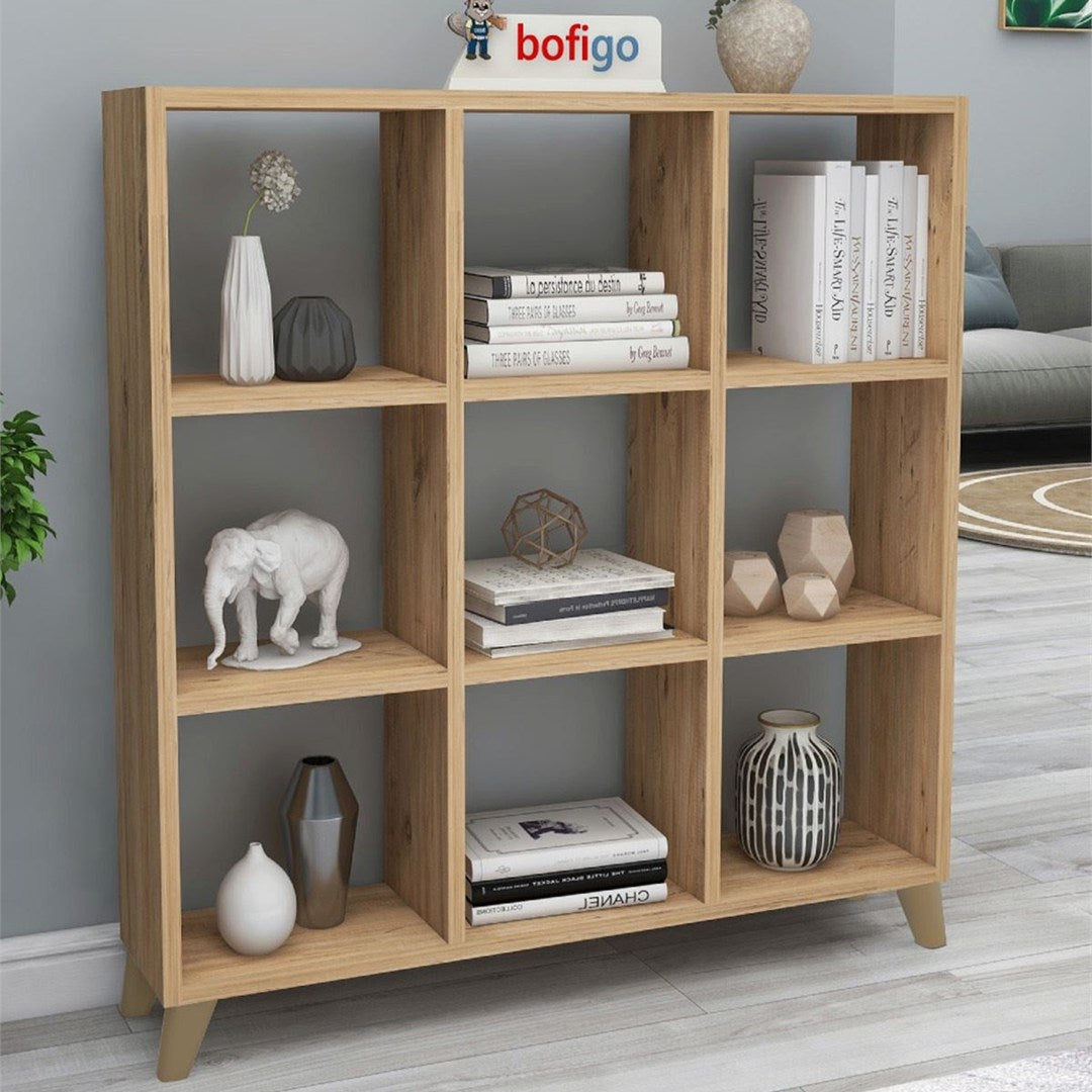 SimpluAcasa™ Biblioteca Cub cu 9 compartimente si rafturi etajera carti 100 — Confort Practic Pentru Casa Ta