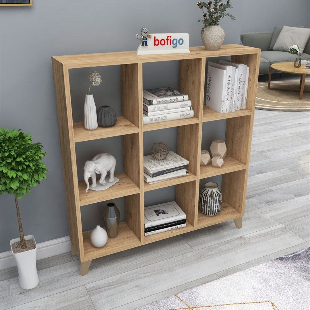 SimpluAcasa™ Biblioteca Cub cu 9 compartimente si rafturi etajera carti 100 — Confort Practic Pentru Casa Ta
