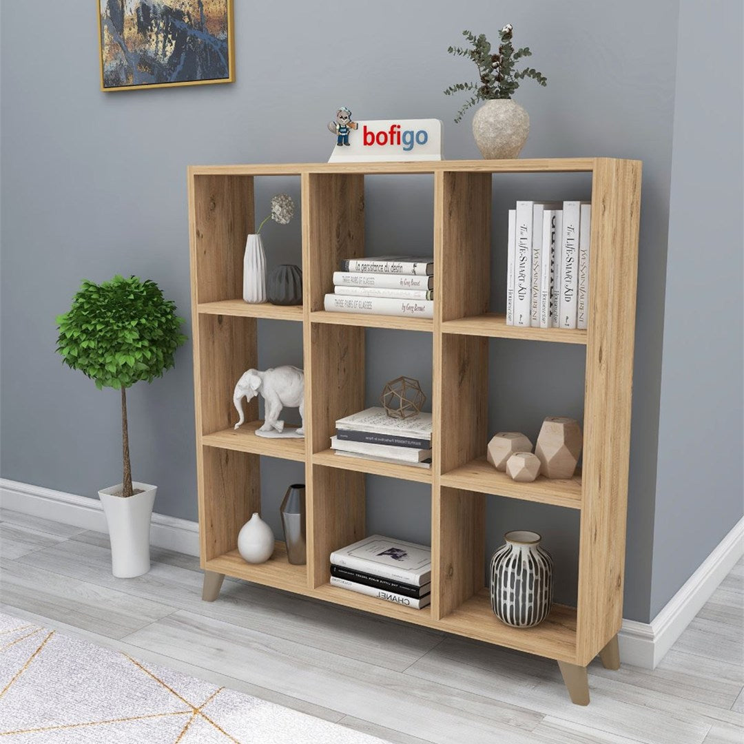 SimpluAcasa™ Biblioteca Cub cu 9 compartimente si rafturi etajera carti 100 — Confort Practic Pentru Casa Ta