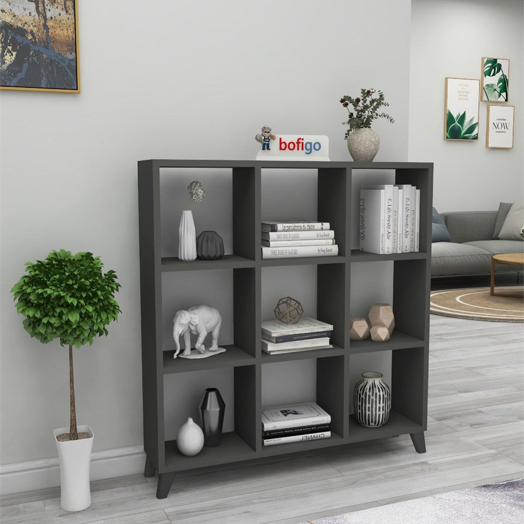 SimpluAcasa™ Biblioteca Cub cu 9 compartimente si rafturi etajera carti 100 — Confort Practic Pentru Casa Ta