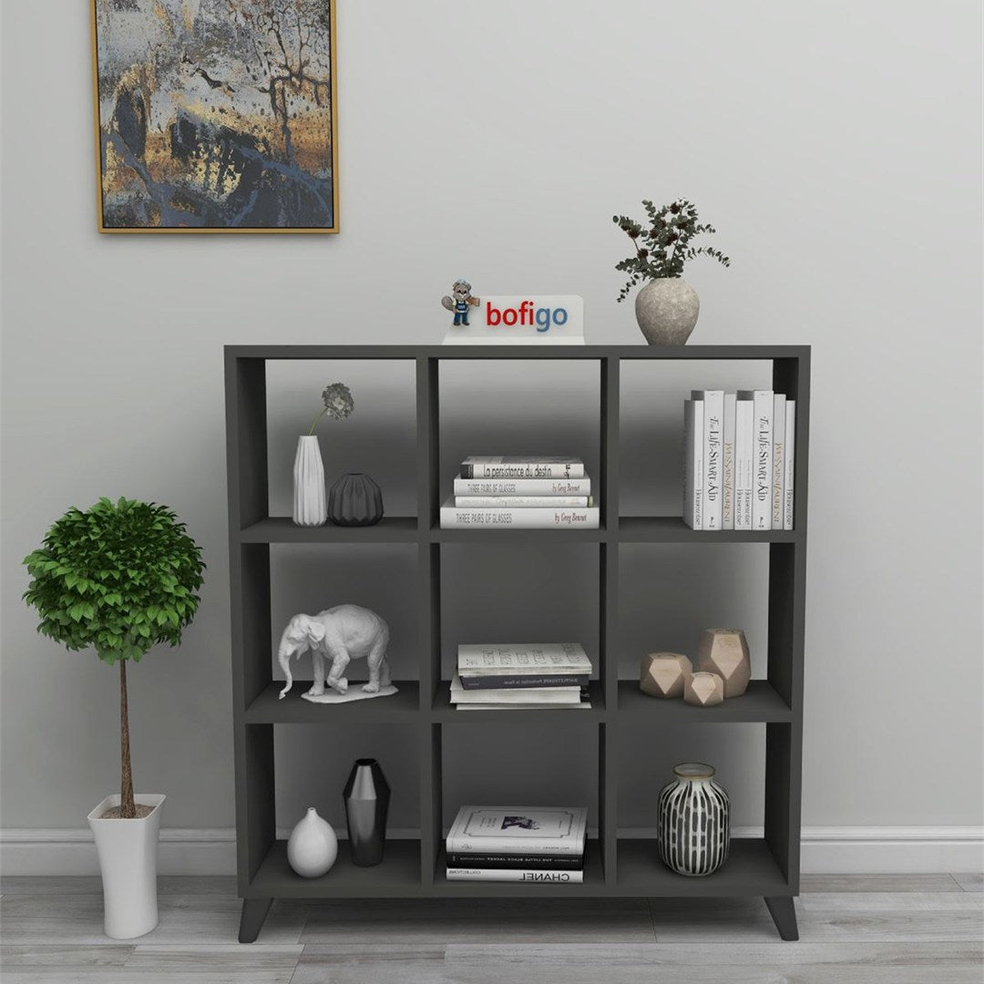 SimpluAcasa™ Biblioteca Cub cu 9 compartimente si rafturi etajera carti 100 — Confort Practic Pentru Casa Ta