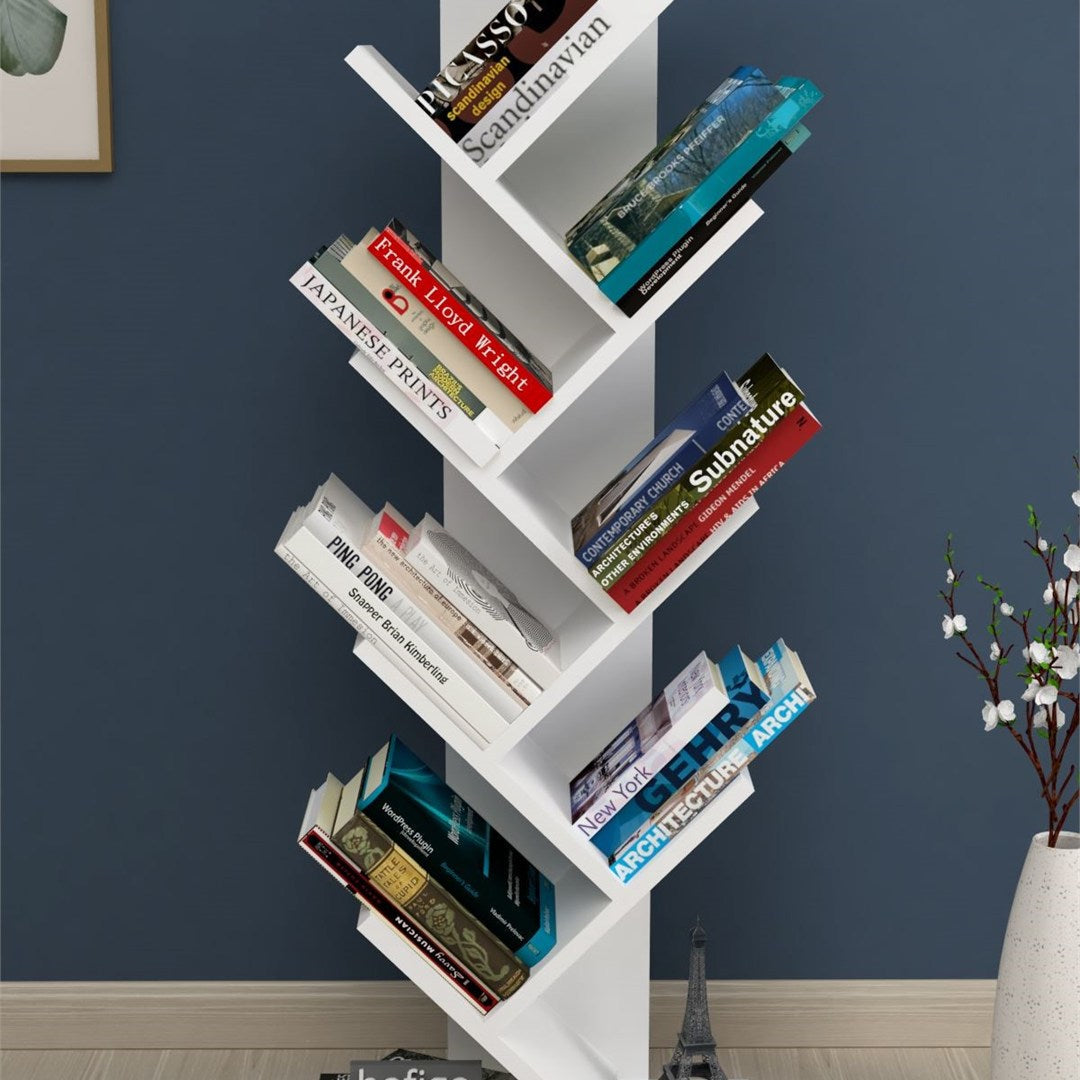 SimpluAcasa™ Biblioteca Copac cu rafturi decorative etajera living 60 x 170 — Confort Practic Pentru Casa Ta