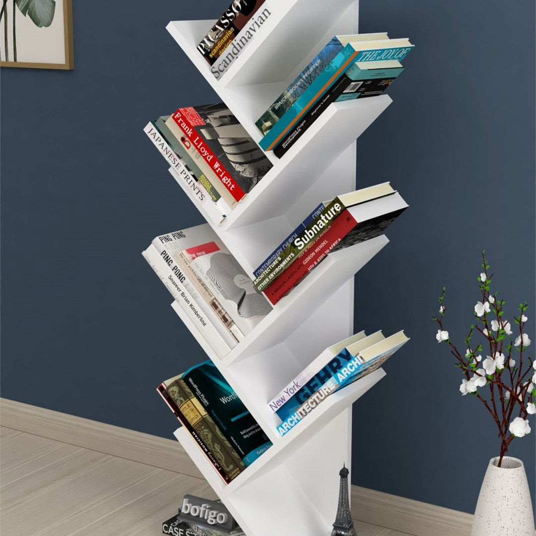 SimpluAcasa™ Biblioteca Copac cu rafturi decorative etajera living 60 x 170 — Confort Practic Pentru Casa Ta
