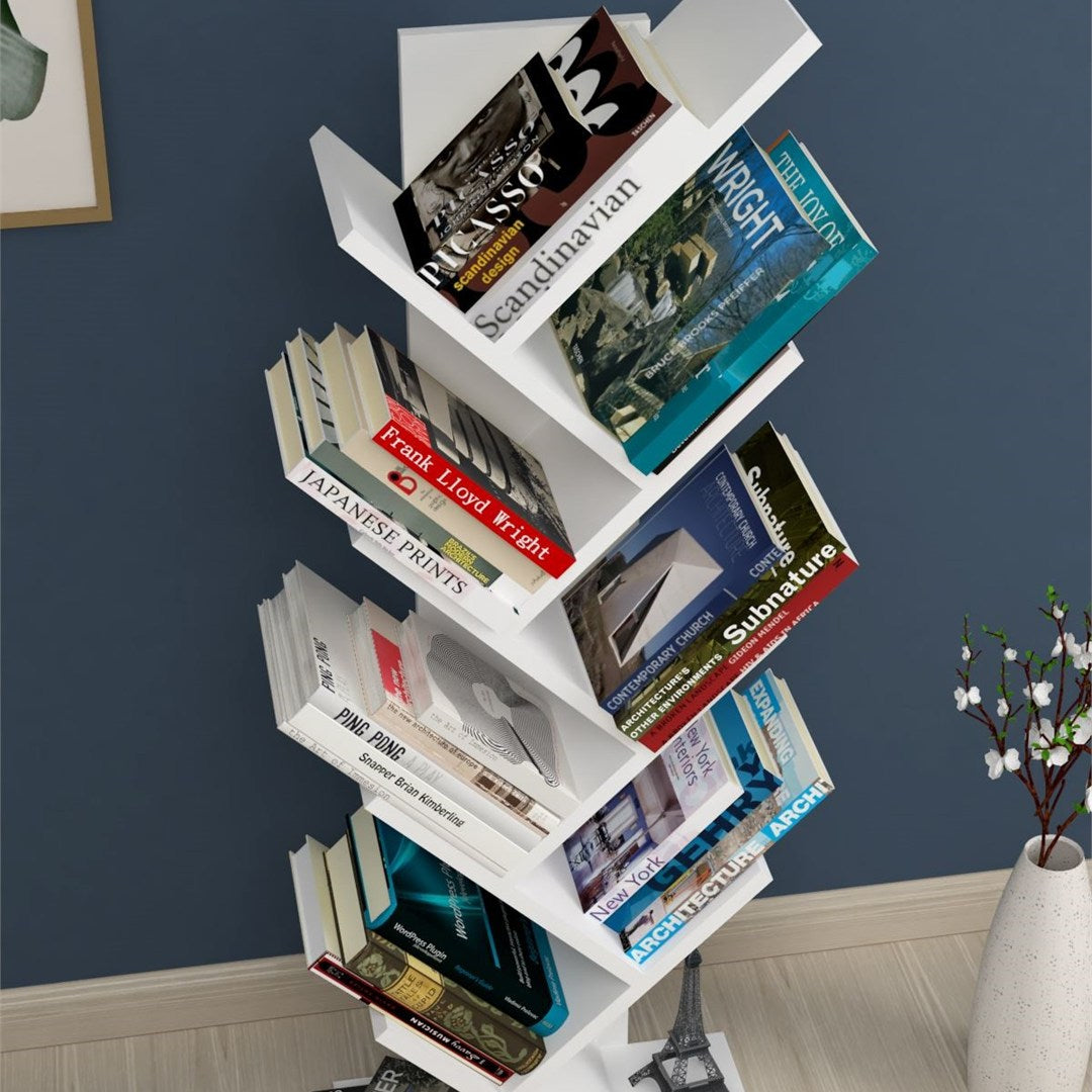 SimpluAcasa™ Biblioteca Copac cu rafturi decorative etajera living 60 x 170 — Confort Practic Pentru Casa Ta