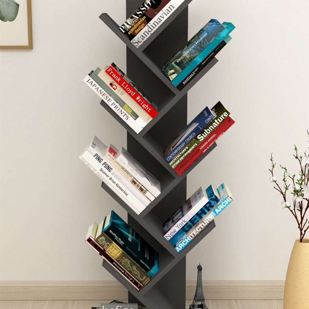 SimpluAcasa™ Biblioteca Copac cu rafturi decorative etajera living 60 x 170 — Confort Practic Pentru Casa Ta
