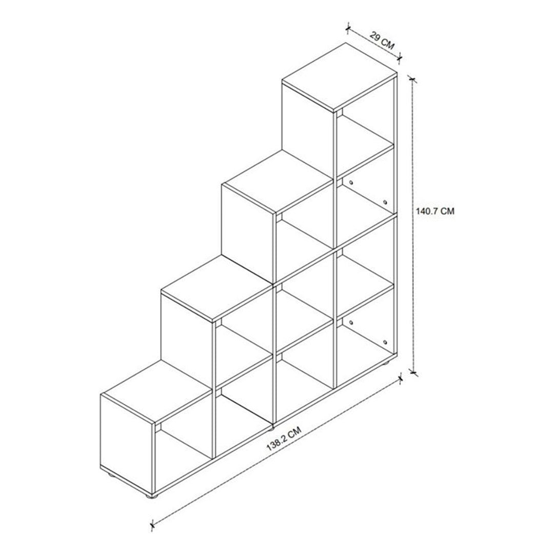 SimpluAcasa™ Biblioteca scara cu 10 rafturi etajera carti 80 x 170 — Confort Practic Pentru Casa Ta