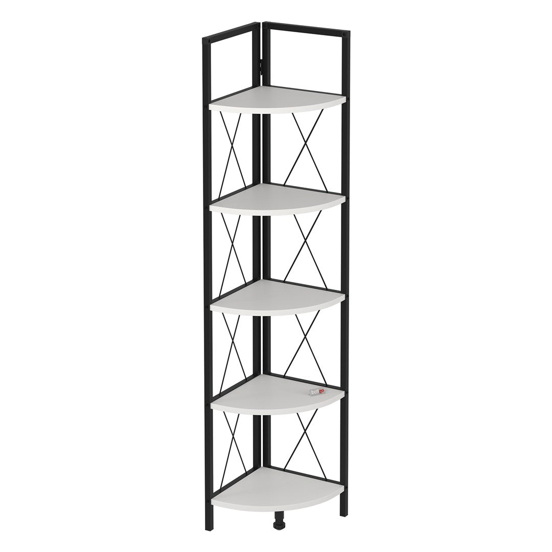 SimpluAcasa™ Biblioteca metalica de colt cu 5 rafturi etajera colt 30 — Confort Practic Pentru Casa Ta