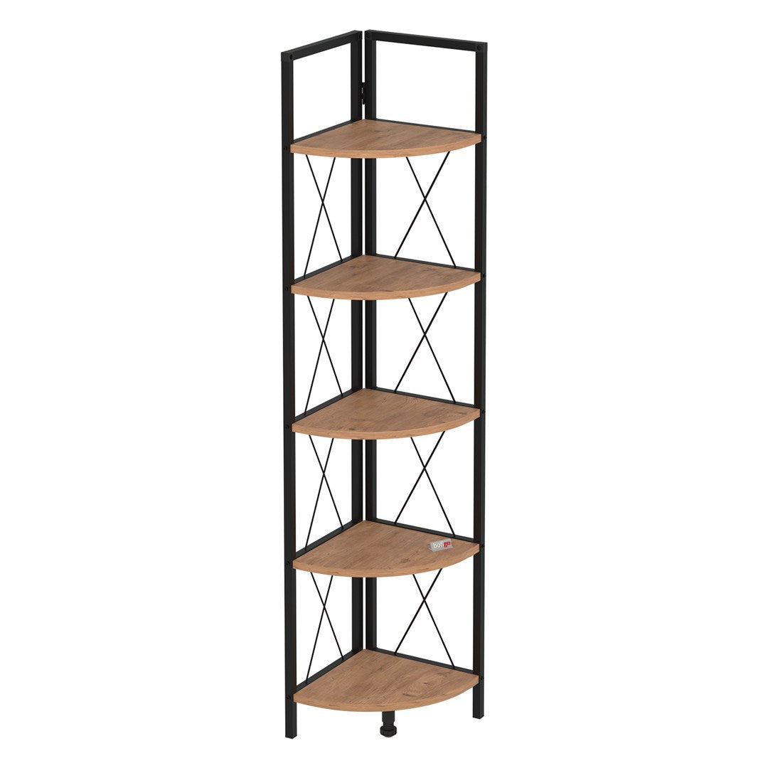 SimpluAcasa™ Biblioteca metalica de colt cu 5 rafturi etajera colt 30 — Confort Practic Pentru Casa Ta