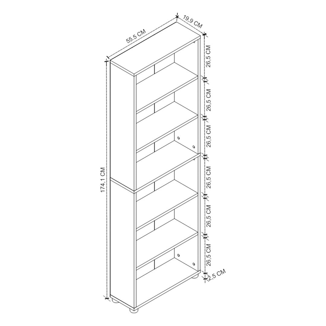 SimpluAcasa™ Biblioteca cu 6 rafturi din PAL etajera carti 60 x — Confort Practic Pentru Casa Ta