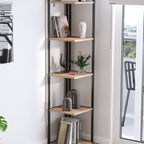 SimpluAcasa™ Biblioteca de colt Selanik cu 5 nivele etajera colt 60 — Confort Practic Pentru Casa Ta