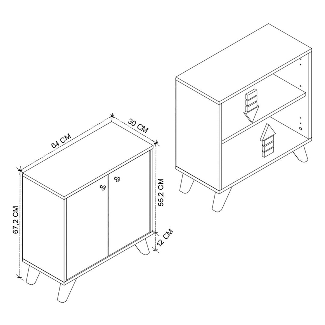 SimpluAcasa™ Biblioteca Smyrna joasa cu 2 rafturi etajera 90 x 80 — Confort Practic Pentru Casa Ta