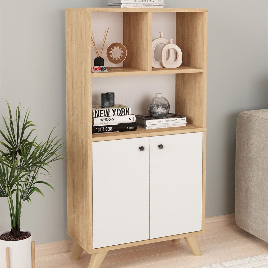 SimpluAcasa™ Biblioteca Smyrna joasa cu 2 rafturi etajera 90 x 80 — Confort Practic Pentru Casa Ta