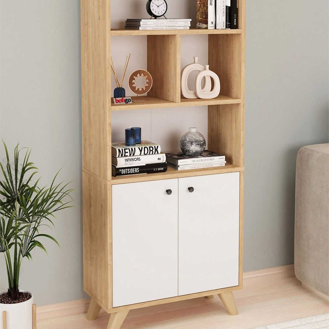 SimpluAcasa™ Biblioteca Smyrna joasa cu 2 rafturi etajera 90 x 80 — Confort Practic Pentru Casa Ta