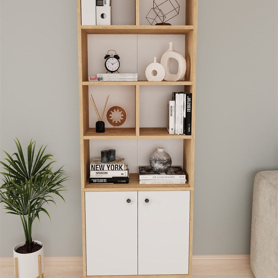 SimpluAcasa™ Biblioteca Smyrna cu 8 rafturi etajera carti 90 x 180 — Confort Practic Pentru Casa Ta