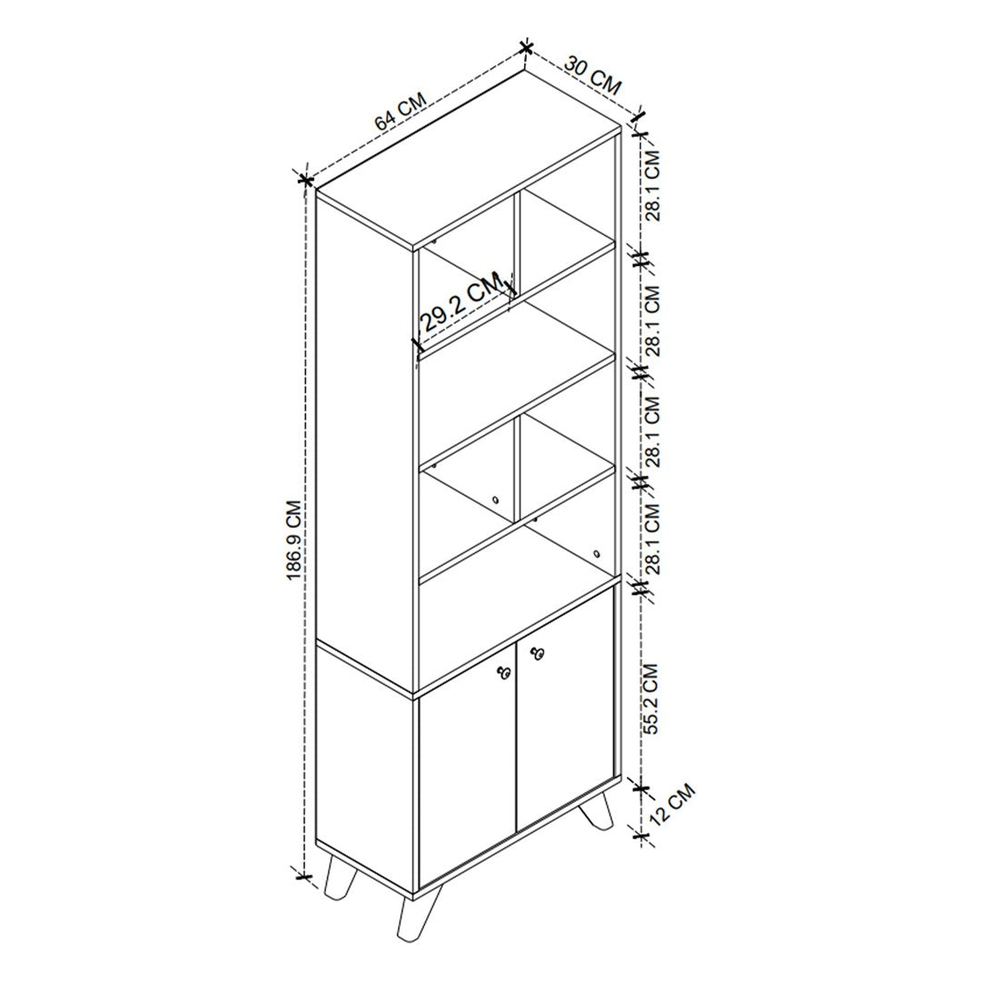 SimpluAcasa™ Biblioteca Smyrna cu 8 rafturi etajera carti 90 x 180 — Confort Practic Pentru Casa Ta