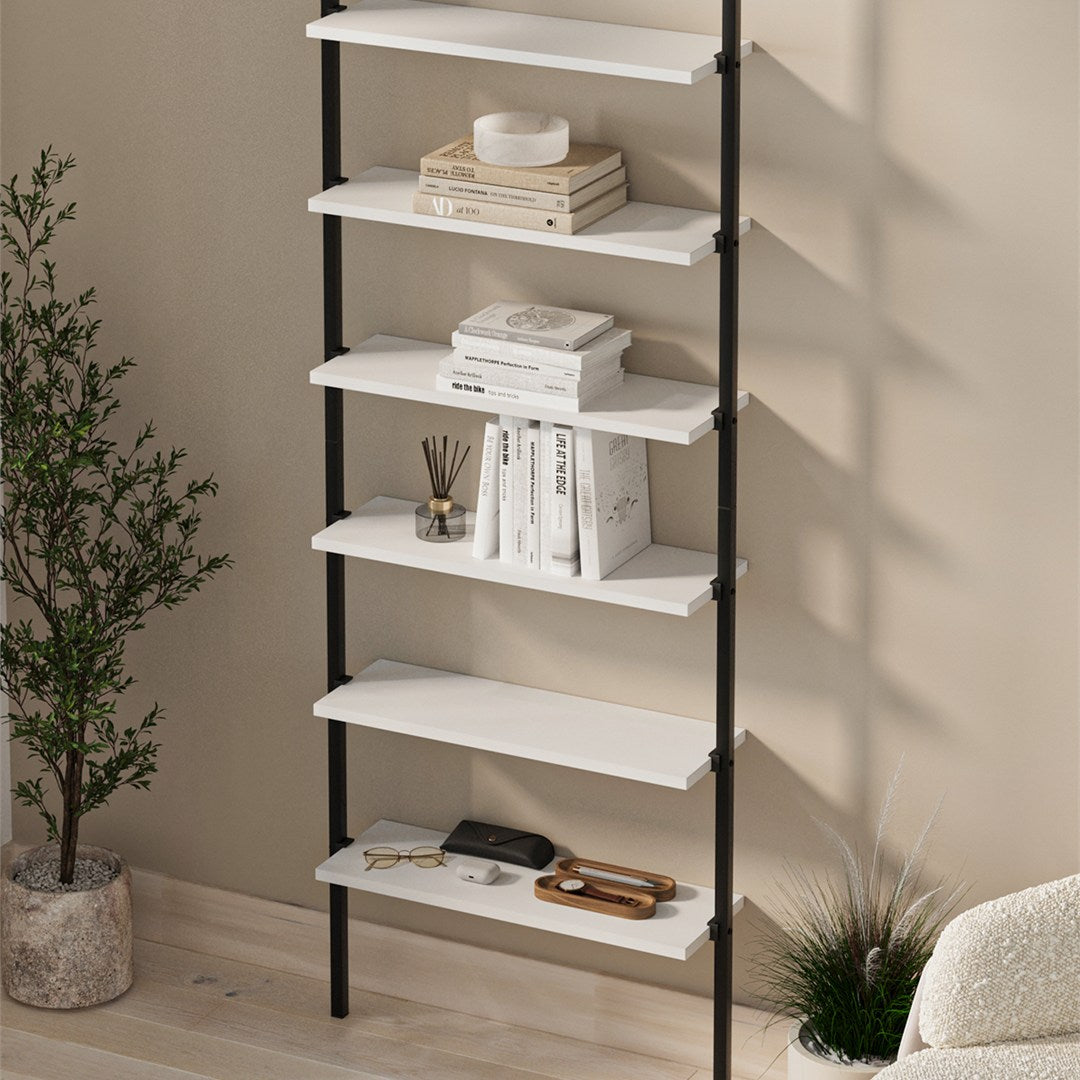 SimpluAcasa™ Biblioteca de perete cu 6 rafturi metalice etajera plutitoare 90 — Confort Practic Pentru Casa Ta Imagine principală a produsului