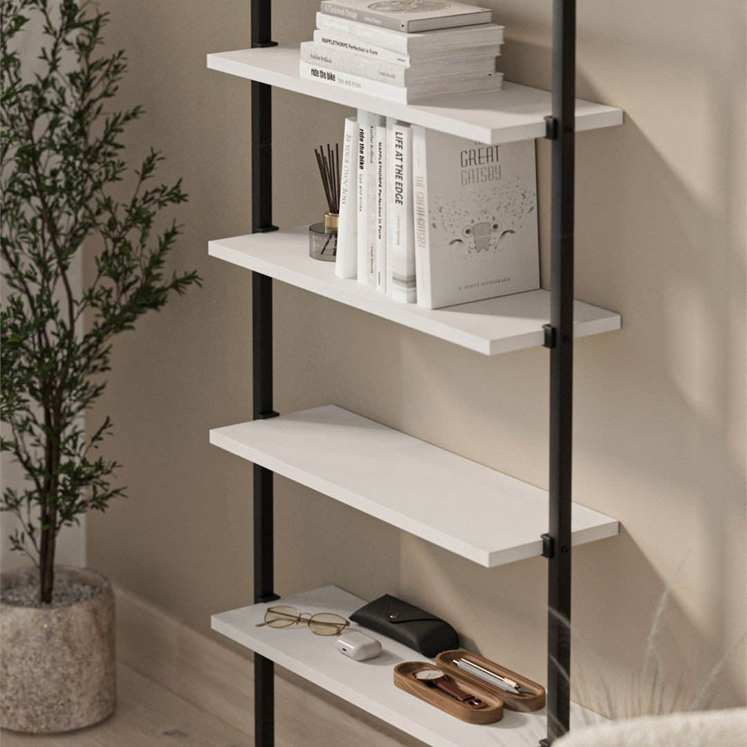 SimpluAcasa™ Biblioteca de perete cu 6 rafturi metalice etajera plutitoare 90 — Confort Practic Pentru Casa Ta