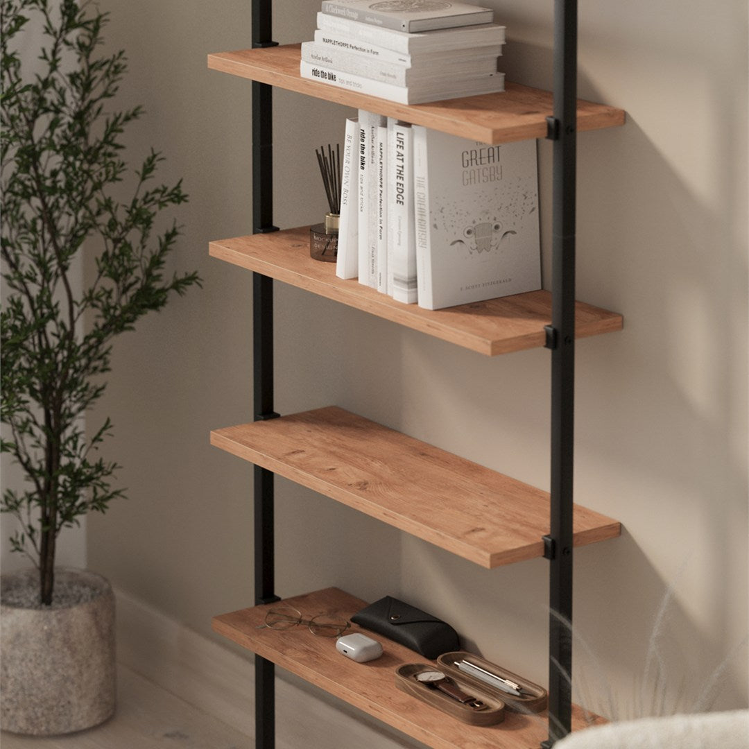 SimpluAcasa™ Biblioteca de perete cu 6 rafturi metalice etajera plutitoare 90 — Confort Practic Pentru Casa Ta