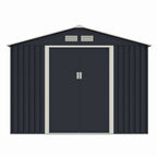 SimpluAcasa™ Casuta / magazie de gradina metalica S1001-D gri/bej 261x241x198 cm — Lucrări Mai Simple și Eficiente
