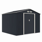 SimpluAcasa™ Casuta / magazie de gradina metalica S1001-D gri/bej 261x241x198 cm — Lucrări Mai Simple și Eficiente