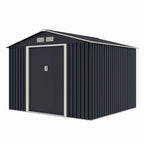 SimpluAcasa™ Casuta / magazie de gradina metalica S1001-D gri/bej 261x241x198 cm — Lucrări Mai Simple și Eficiente