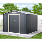 SimpluAcasa™ Casuta / magazie de gradina metalica S1001-D gri/bej 261x241x198 cm — Lucrări Mai Simple și Eficiente
