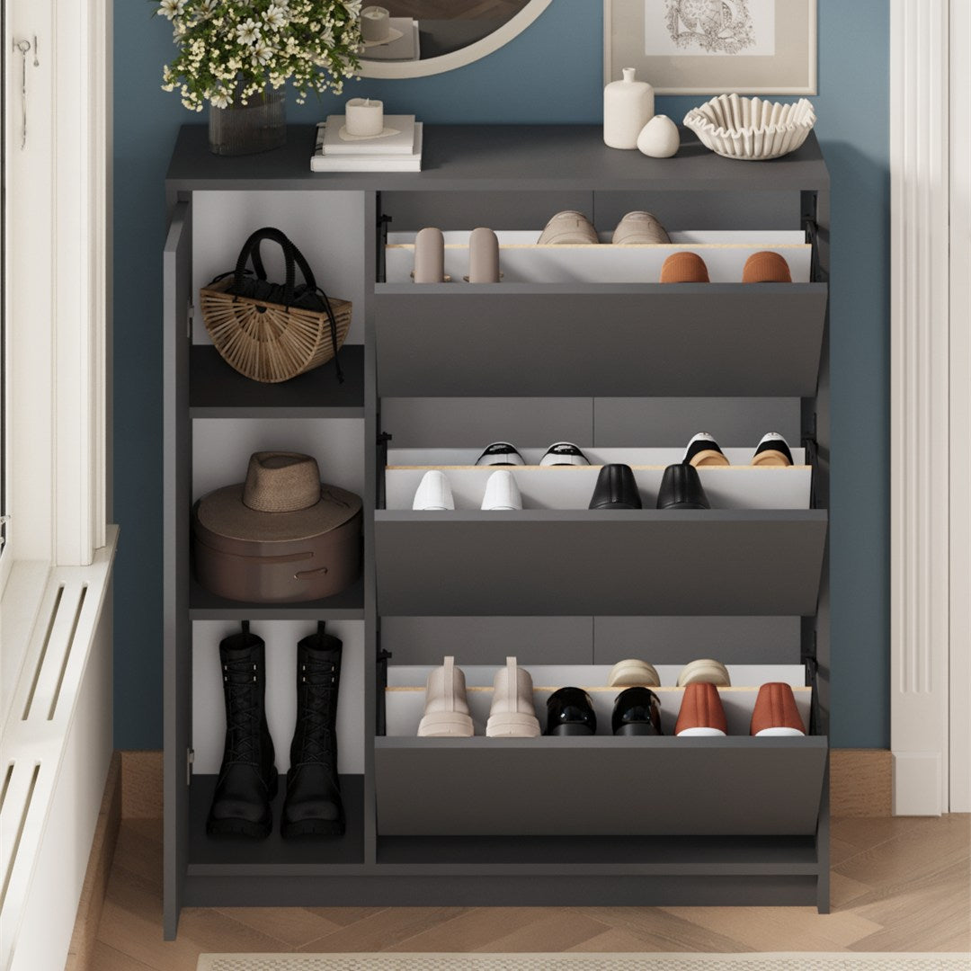 SimpluAcasa™ Pantofar Gizem cu usi basculante dulap pantofi 90 x 100 — Confort Practic Pentru Casa Ta