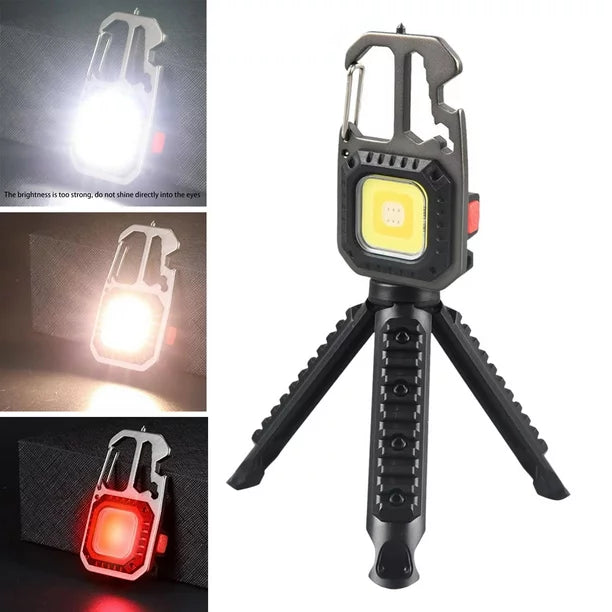 Lanterna LED tip breloc cu trepied,  dispozitiv spargere geamuri, surubelnite, cheie, deschizator sticle Imagine principală a produsului