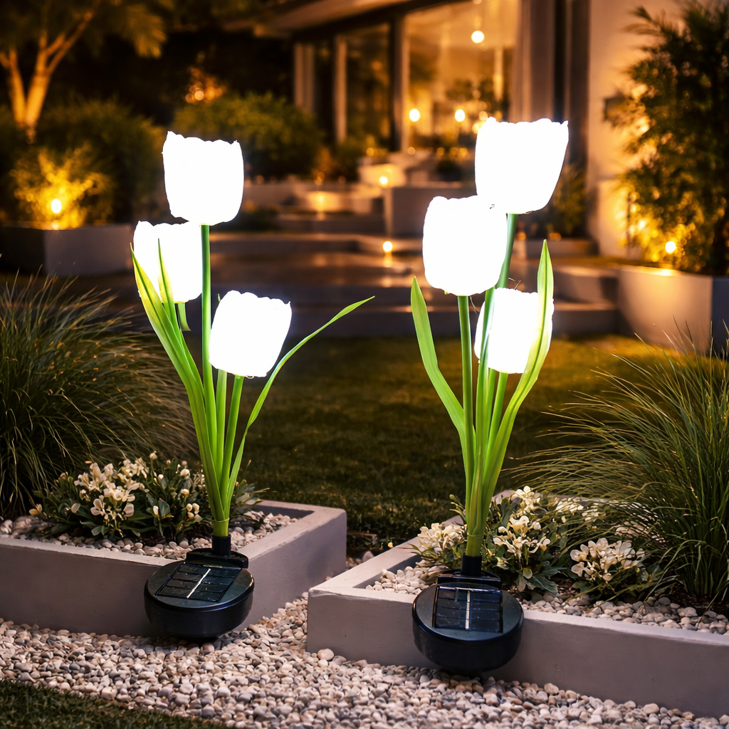 SimpluAcasa™ Set 2 lampi Solare Gradina Tip Lalea – 30 cm — Lucrări Mai Simple și Eficiente Imagine principală a produsului