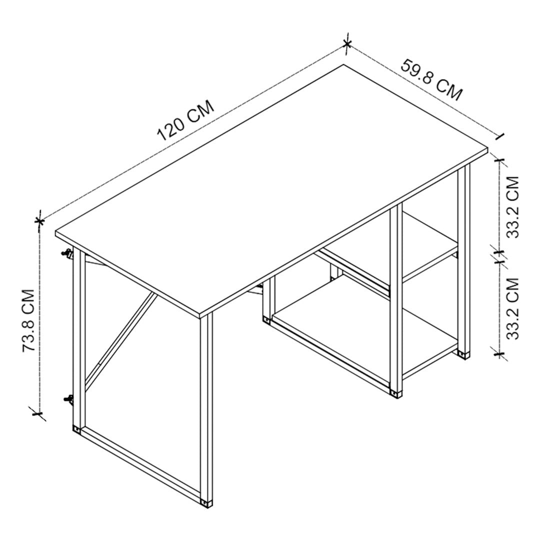SimpluAcasa™ Birou cu 2 rafturi laterale birou 120 x 60 cm — Confort Practic Pentru Casa Ta